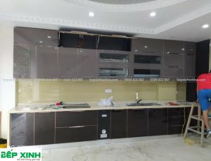 Tủ bếp Inox 304 - Cánh kính mẫu 6