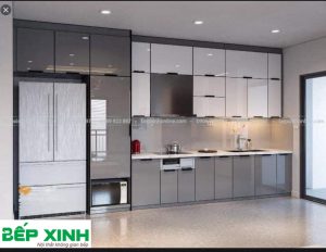 Tủ bếp Inox 304 - Cánh kính mẫu 4