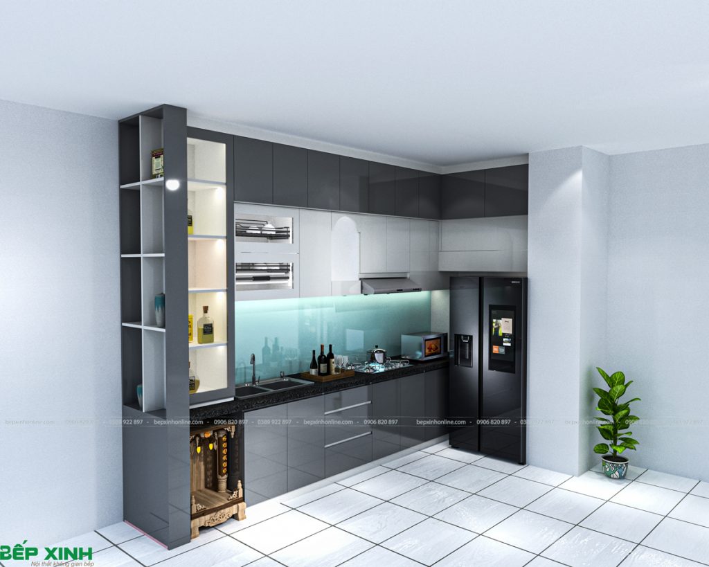 Thiết kế 3D tủ bếp nhà Anh Thêm - Tân Phú